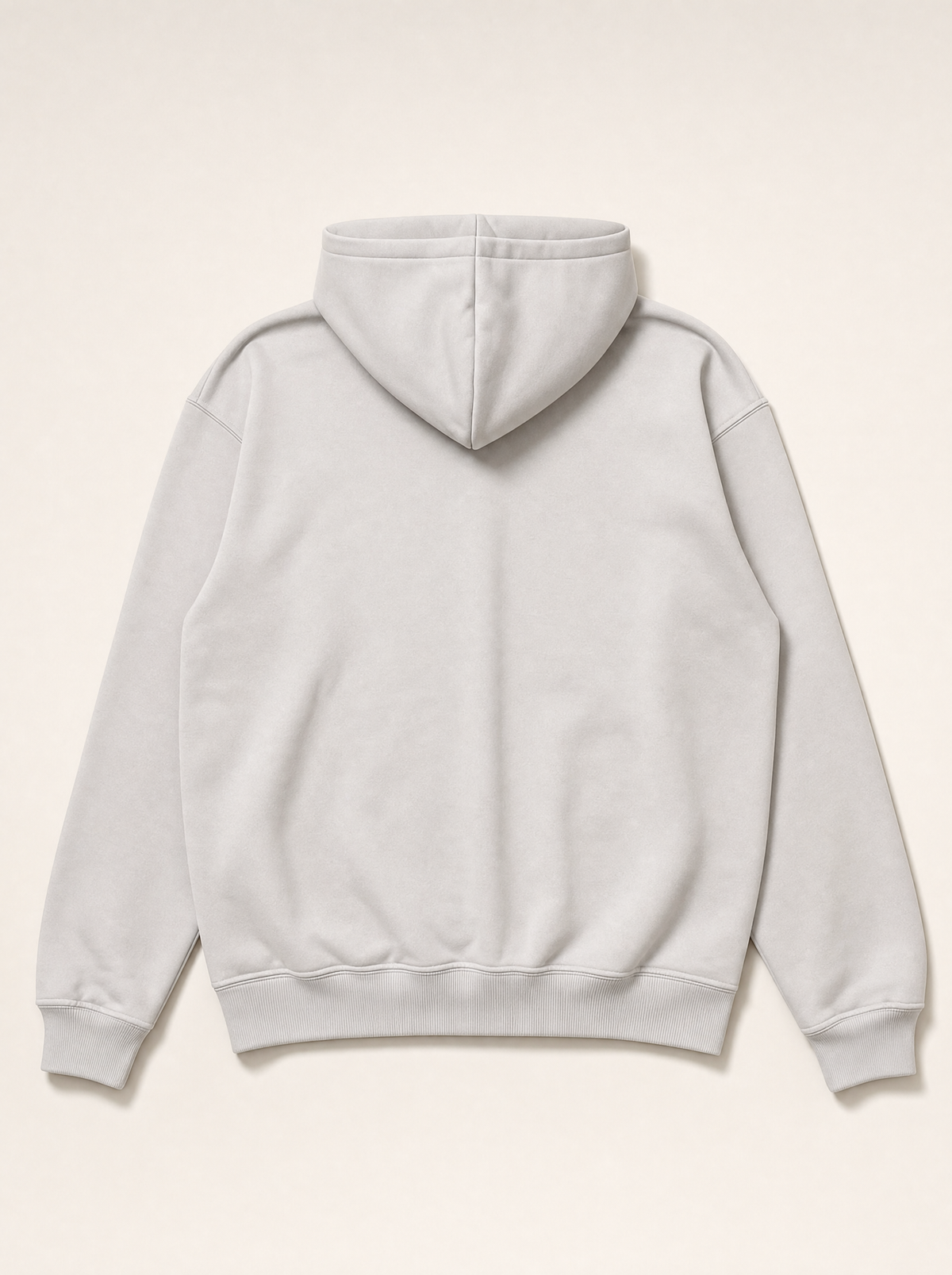 Origin Hoodie in grey, back, laid flat